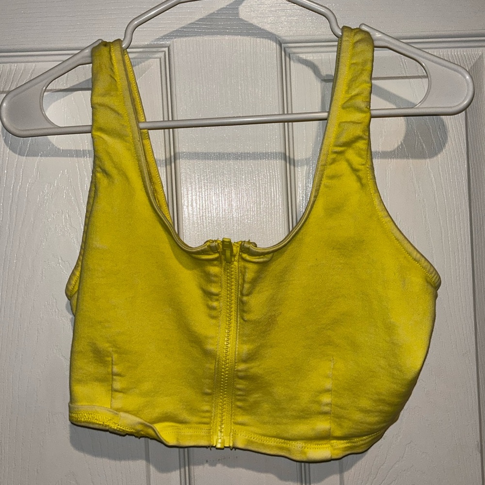 Yellow xs/s/m zipper top. Good for costumes and going out wear